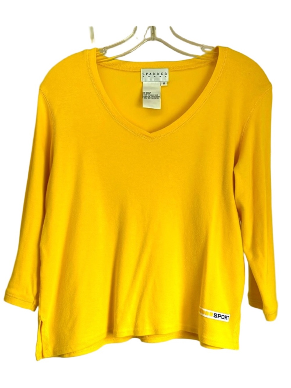 SPANNER Bright Yellow V-Neck Long Sleeve Top